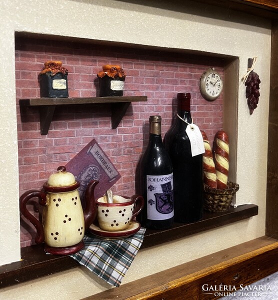 Vintage 3 dimenziós falikép - falidísz !