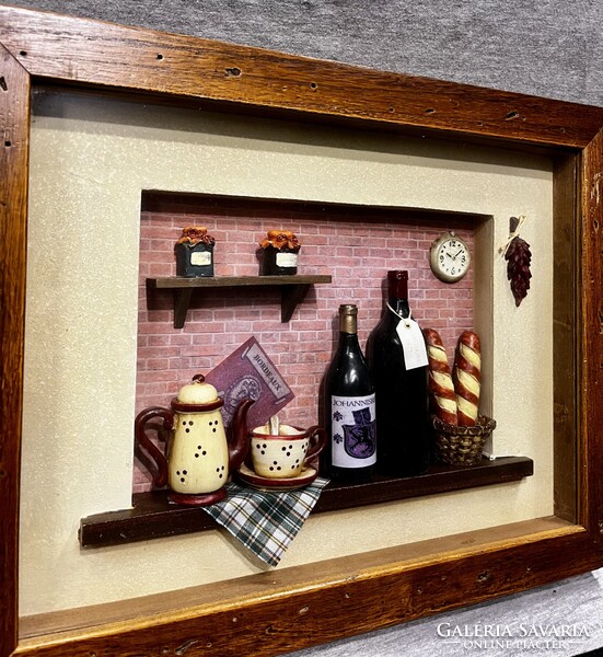 Vintage 3 dimenziós falikép - falidísz !