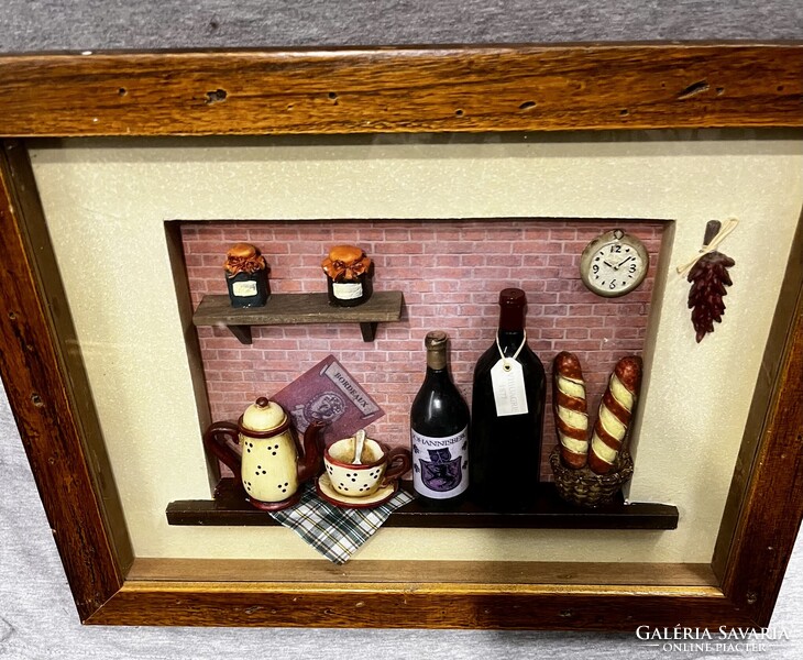 Vintage 3 dimenziós falikép - falidísz !