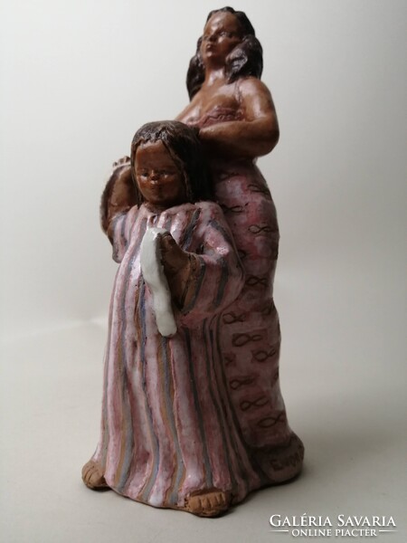 ENDRŐ MARGIT /1899-1986/ - ANYA ÉS LÁNYA KERÁMIA SZOBOR