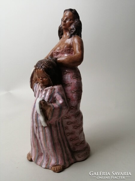 ENDRŐ MARGIT /1899-1986/ - ANYA ÉS LÁNYA KERÁMIA SZOBOR
