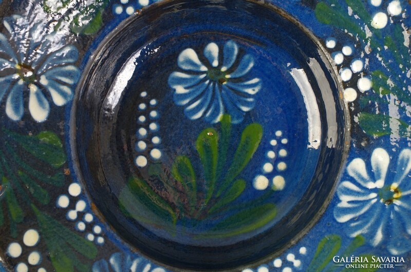 Erdély Szilágyság Zilah népi kék dísztányér