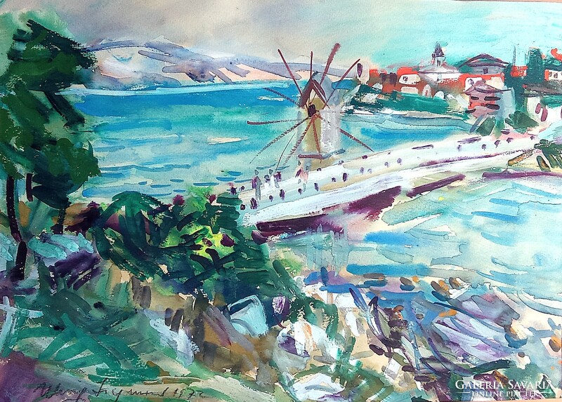 UHRIG Zsigmond: Híd c. akvarellje
