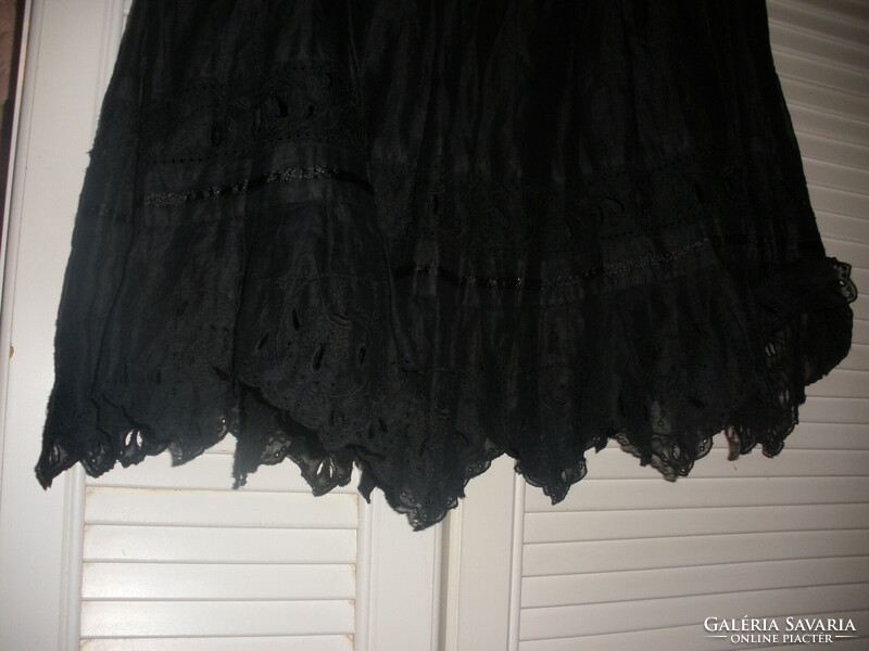 Pamut - selyem szoknya, áttört mintával, rugalmas derék