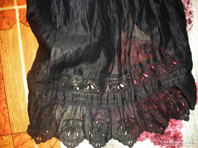 Pamut - selyem szoknya, áttört mintával, rugalmas derék