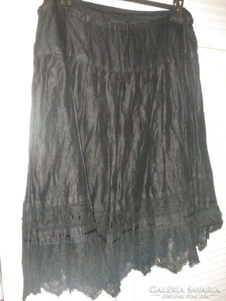 Pamut - selyem szoknya, áttört mintával, rugalmas derék