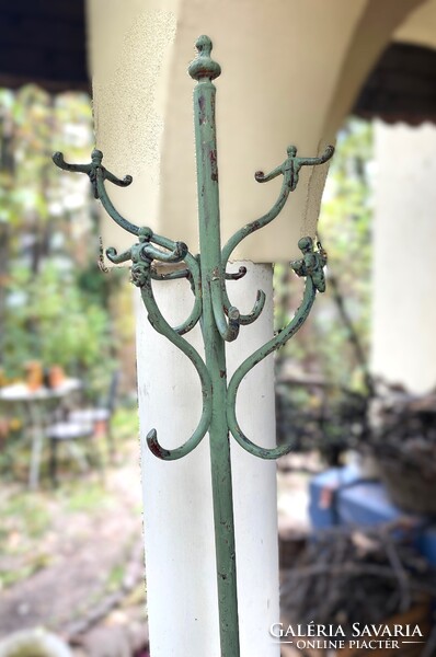 Antik szecessziós esernyő és bottartós, babás álló fém fogas