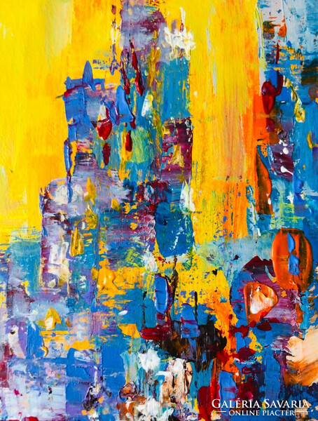 Esti város. Evening City art by Konrad Biro. 40x30 cm . Nagy érték alacsony induló licittel!