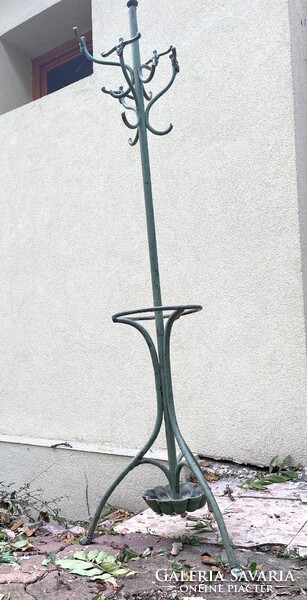 Antik szecessziós esernyő és bottartós, babás álló fém fogas