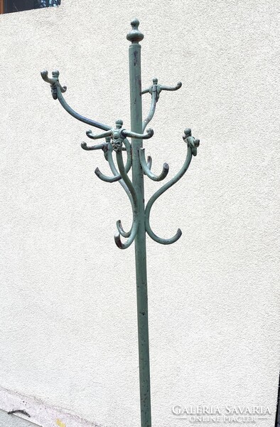 Antik szecessziós esernyő és bottartós, babás álló fém fogas