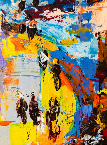 Esti város. Evening City art by Konrad Biro. 40x30 cm . Nagy érték alacsony induló licittel!