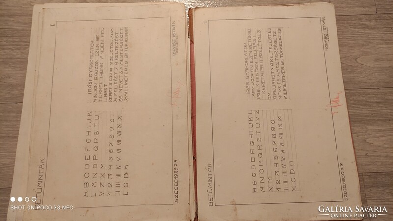 Kopasz István Szeged 1928 - ból rajz mappa bútoros függönyös szecessziós rajzok nagy mappában