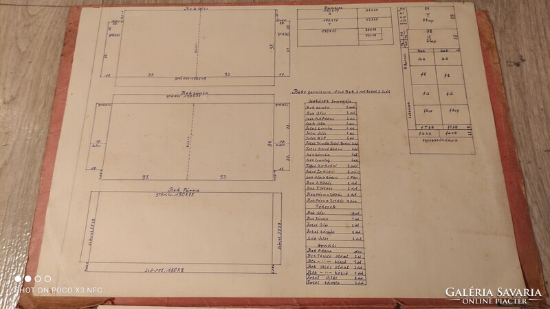 Kopasz István Szeged 1928 - ból rajz mappa bútoros függönyös szecessziós rajzok nagy mappában