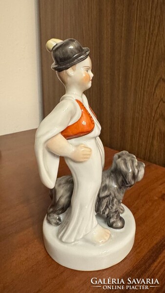 Herendi porcelán fiú puli kutyával