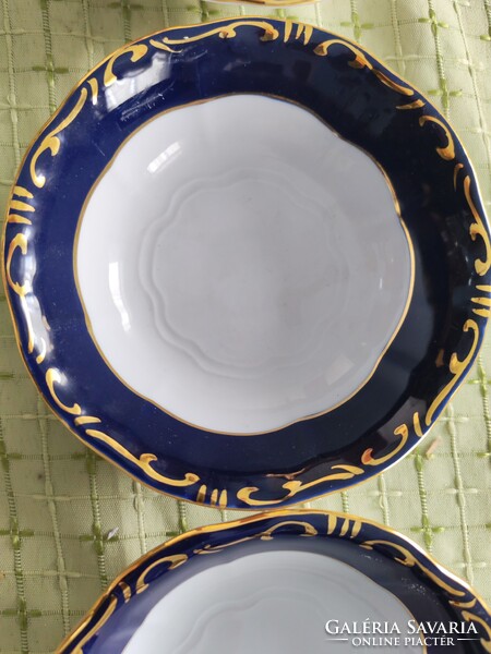 Zsolnay porcelán Pompadour 3-as kompotos készlet 6 személyes vitrinben tartot Vanneki.t kèszlet