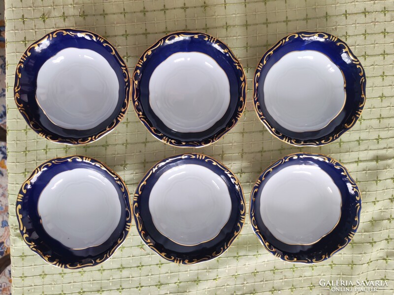 Zsolnay porcelán Pompadour 3-as kompotos készlet 6 személyes vitrinben tartot Vanneki.t kèszlet