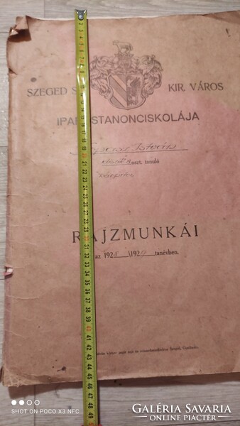Kopasz István Szeged 1928 - ból rajz mappa bútoros függönyös szecessziós rajzok nagy mappában
