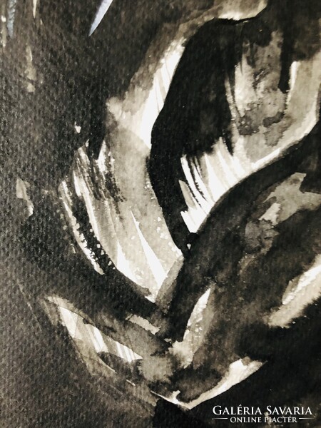 The Kiss  art by Konrad Biro. 25x35 cm tus festmény. Alacsony induló árral! Egy hét-egy esély!