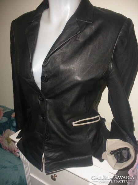 Valódi bőr, bélelt, puha zakó, kabát, blézer