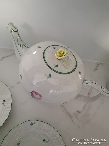 Herendi Tercia bécsi rózsás teás kanna szett