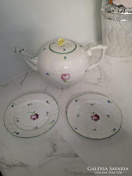 Herendi Tercia bécsi rózsás teás kanna szett