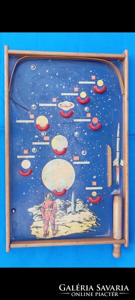 Retro "űrhajós tivoli " fa asztali flipperjáték 1960-70