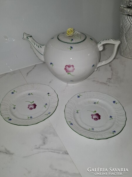 Herendi Tercia bécsi rózsás teás kanna szett