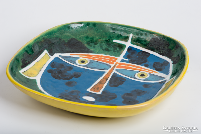 Pál Ferenc absztrakt/kubista kerámia tál