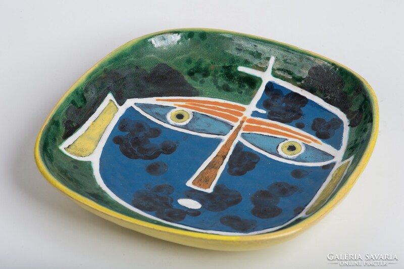 Pál Ferenc absztrakt/kubista kerámia tál