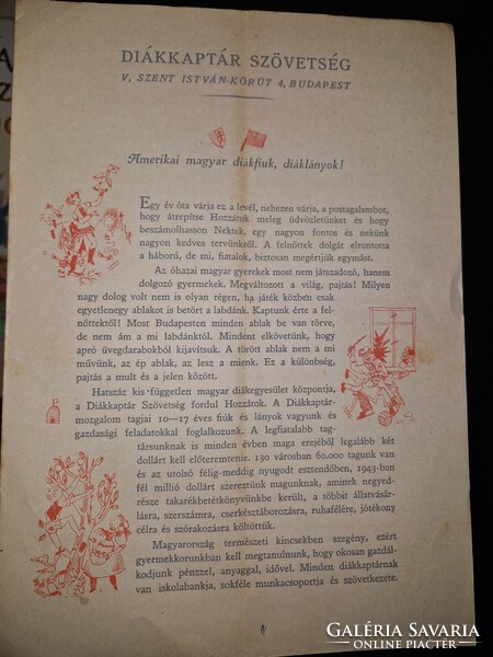 1945, a Diákkaptár mozgalom ismertetője, körlevéllel, ritka