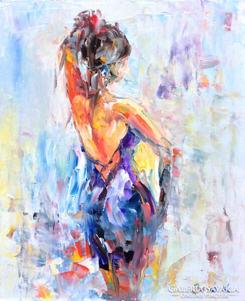 Városi lány. Kvalitásos olaj farost  festmény . Egy hét-egy esély, ne hagyd ki!