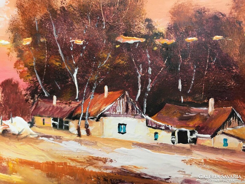 Alföldi naplemente c. Kortárs olajfestmény