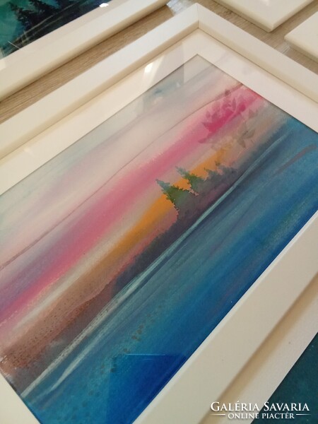 8 db új keretezessel grafika,akvarell