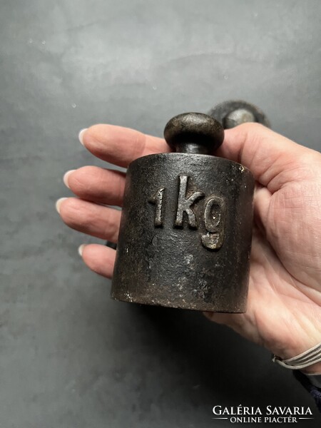 Hitelesített régi öntött vas mázsa , mérleg súlyok 3 db együtt