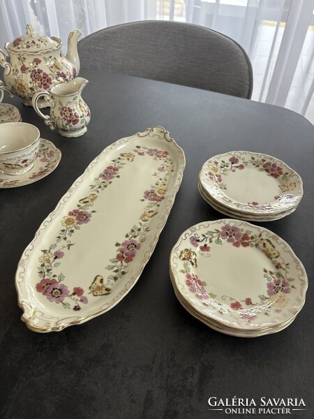 Vadonatúj Zsolnay „Pillangós” étkészlet – teás-, kompótos- és süteménykészlet, gyertyatartó