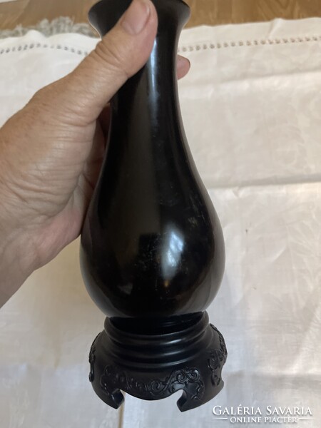 Nagyonszép Kinai kézzel festett  lakk fa váza, nagy.