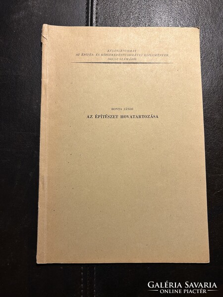 Bonta János: Az építészet hovatartozása — Révhelyi Elemér számára dedikált különlenyomat