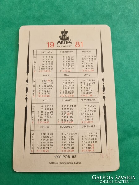 ARTEX BUDAPEST 1981. évi kártyanaptár