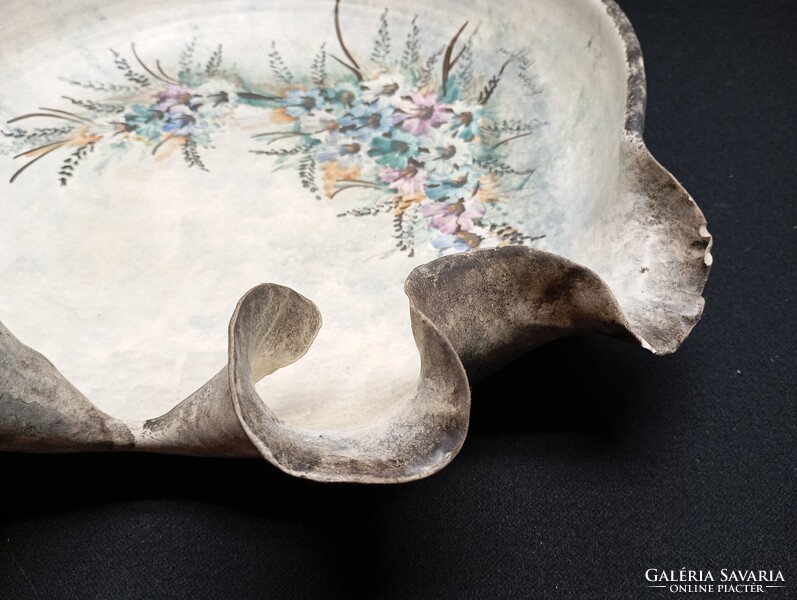 Művészi szignált porcelán tál 37 cm