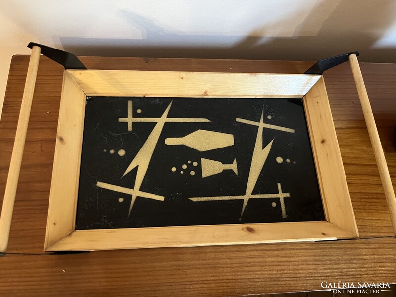 Retró üveglapos tálca