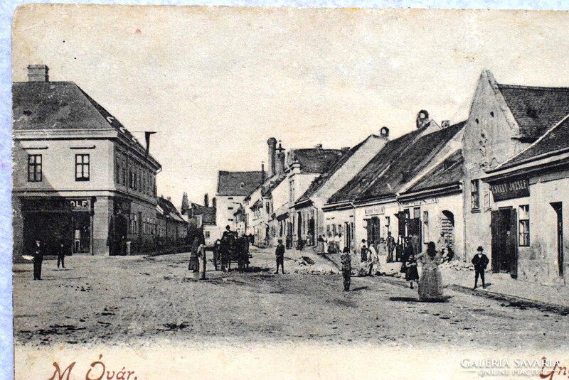 Magyaróvár /Mosonmagyarórvár - Magyar utca , üzletek , fogat - antik képeslap   1900 körüli
