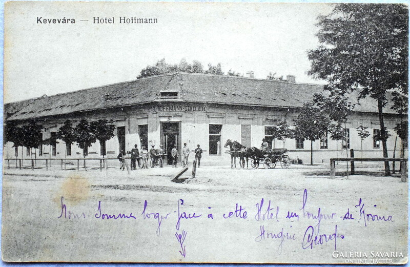 Kevevára (Dél-Bánság) - Hoffmann szálloda - antik  fotó képeslap 1919