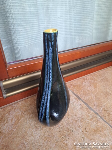 Tófej, kék-fekete kancsóváza, hibátlan.