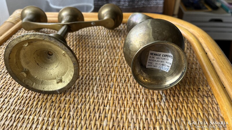 Réz gyertyatartó és réz karaffa