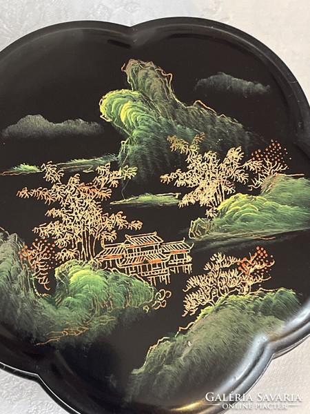 Nagyon szép virág alakú lakk fa kézzel festett ékszertartó