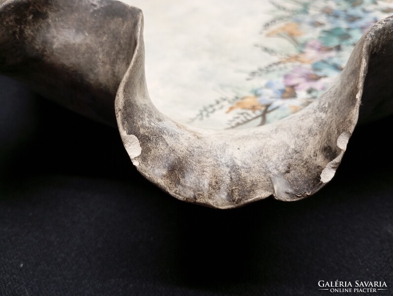 Művészi szignált porcelán tál 37 cm