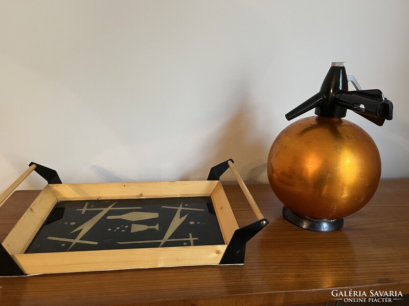 Retró üveglapos tálca