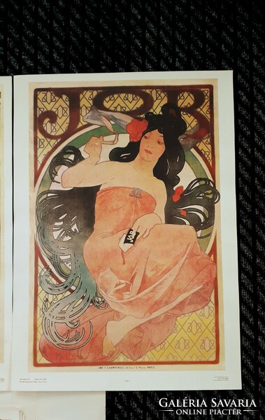 60x43cm 10 darabos Alfons Mucha plakát szett  reprodukció