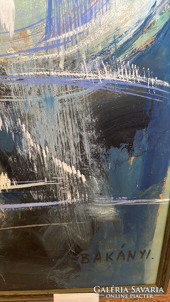 Bakányi Gyula (1955-) Mulatozók, olaj farost jelzett 74x78cm