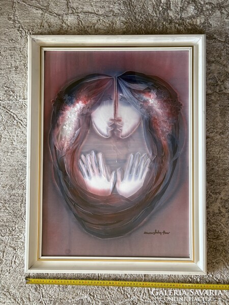 Macskássy Izolda nagyméretű (50x70) selyemkollázs képe